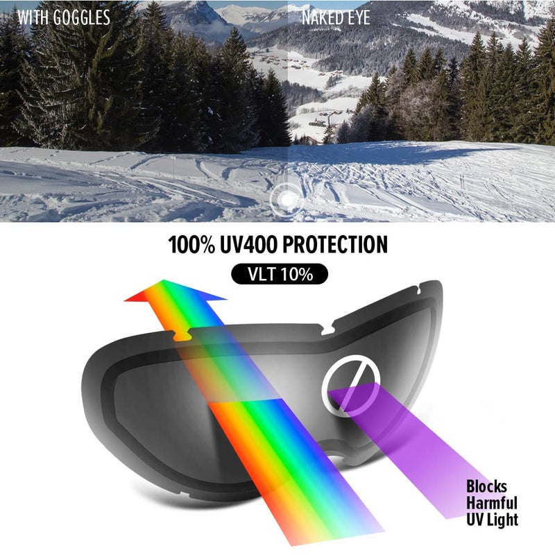 OutdoorMaster Kids Ski Goggles, Snowboard Goggles - Youth Snow Goggles - Green Vally - Image 3
